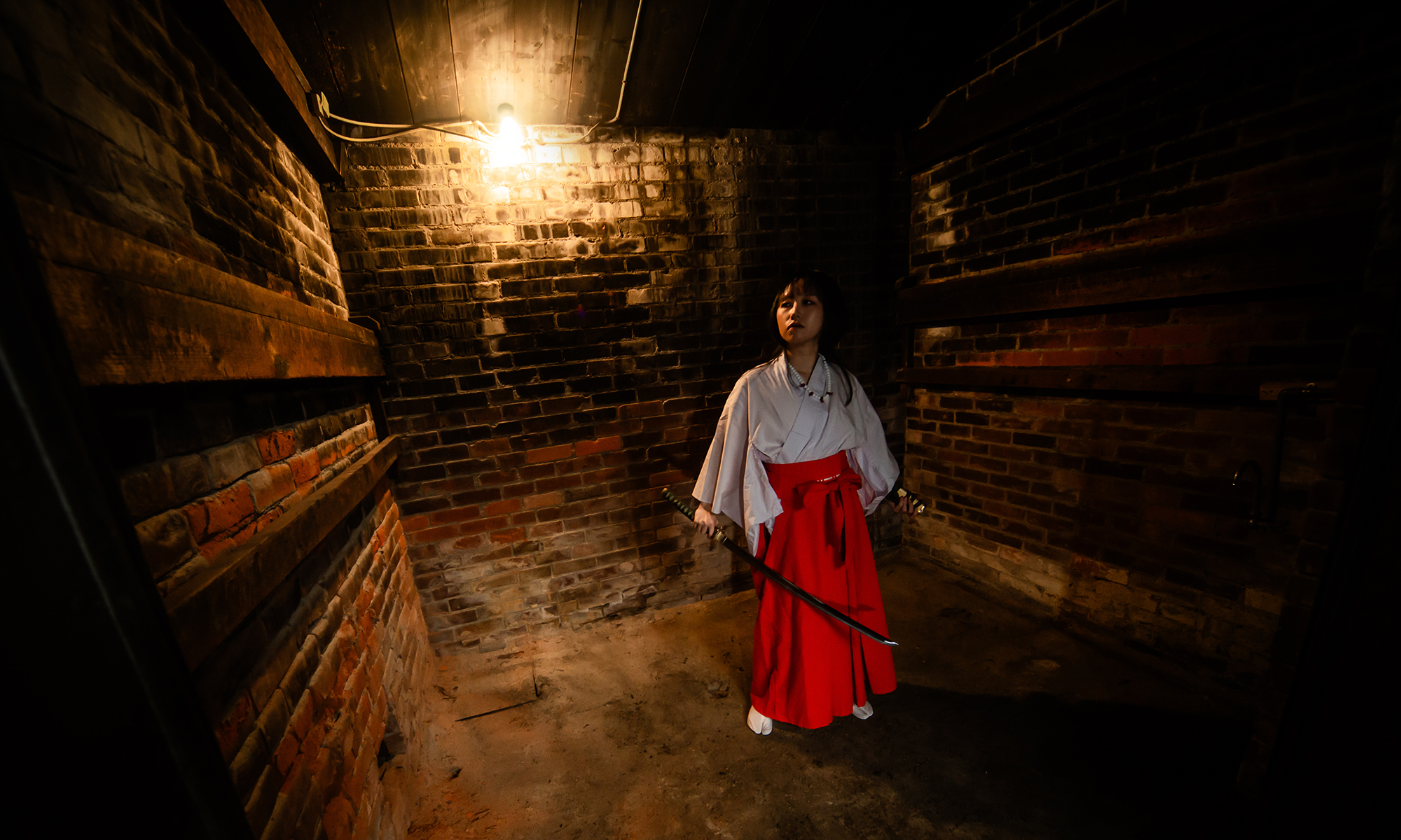 赤レンガ倉庫内部で撮影